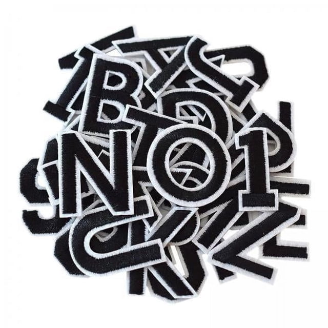 2xParches Para Planchar Manualidades DIY Parches De Letras Y Números Para Camisas Ropa Sombreros Negro