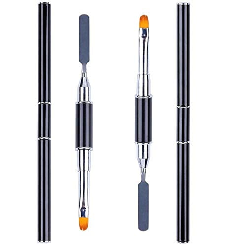Art&Beauty 2Pcs Polygel Brush And Picker Dual-Ended 2 In 1 Design Stainless Steel Gel Nail Brush Polygel Slice Tool For Polygel Uv Gel Acrylic Nails Extension Quick Building Gel