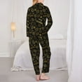 thumbnail image 3 of KLL Gold Pinecone Merry Christmas Print Women's Long Sleeve Pajamas with Pants Sleepwear Loungewear 2 Set-X-Large, 3 of 8