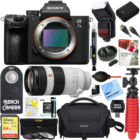 Sony a7III Full Frame Mirrorless Interchangeable Lens 24.2MP Camera Body + 100-400mm Super Telephoto Zoom Lens Accessory (Best Lenses For Sony A7riii)