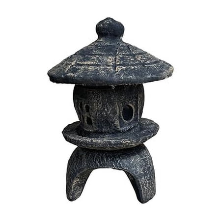 Solid Rock Stoneworks Small Round Concrete Pagoda Statue for Garden, Japanese/Chinese/Asian Style- Autumn Brown Color