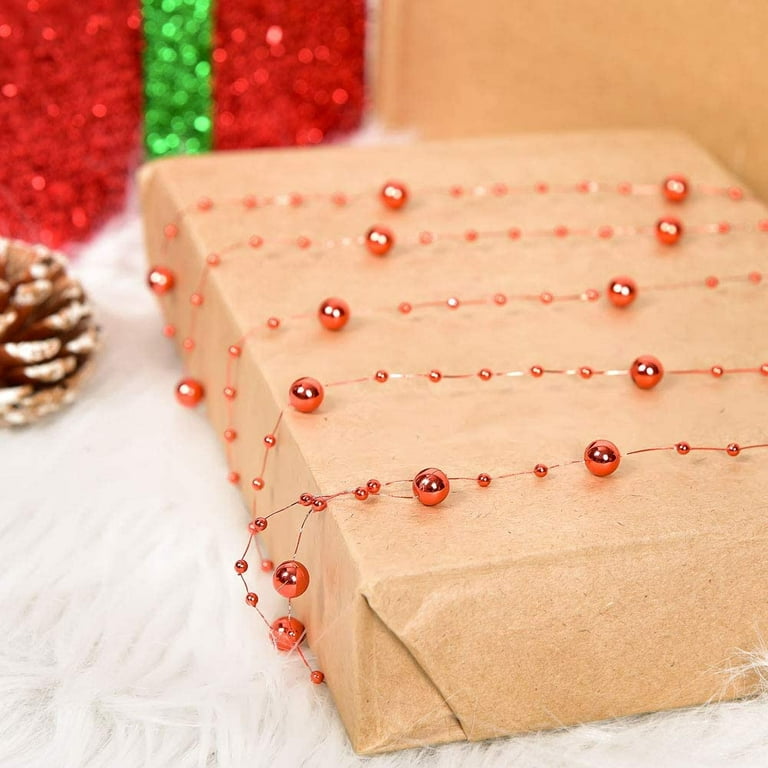 2Pack Christmas Tree Bead Garland Each 6.5 Feet Fishing Line Artificial  Pearl Beads String Faux Pearl Beaded Trims for Christmas - AliExpress