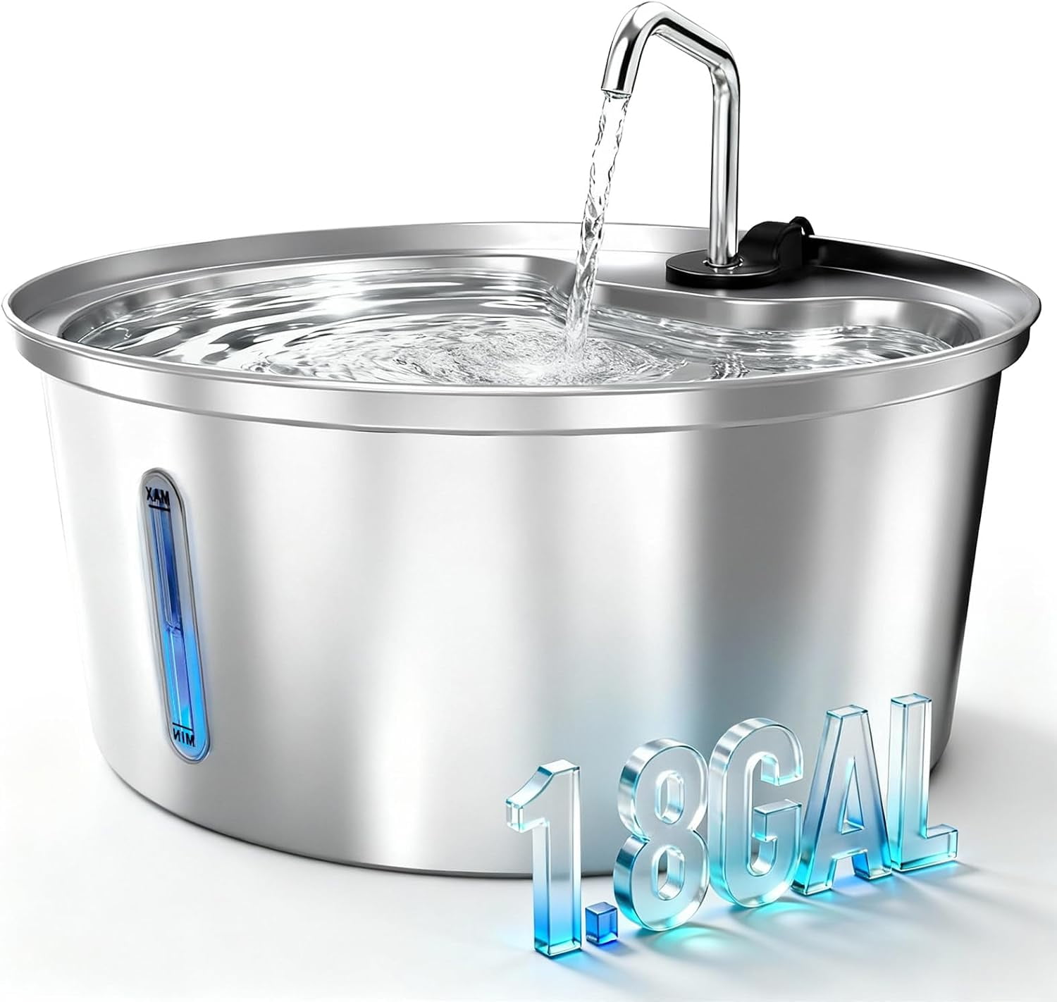 Large Stainless Steel Pet Water Fountain, 7L Capacity with Multi-Filtration System, Quiet LED Water Window for Cats and Dogs