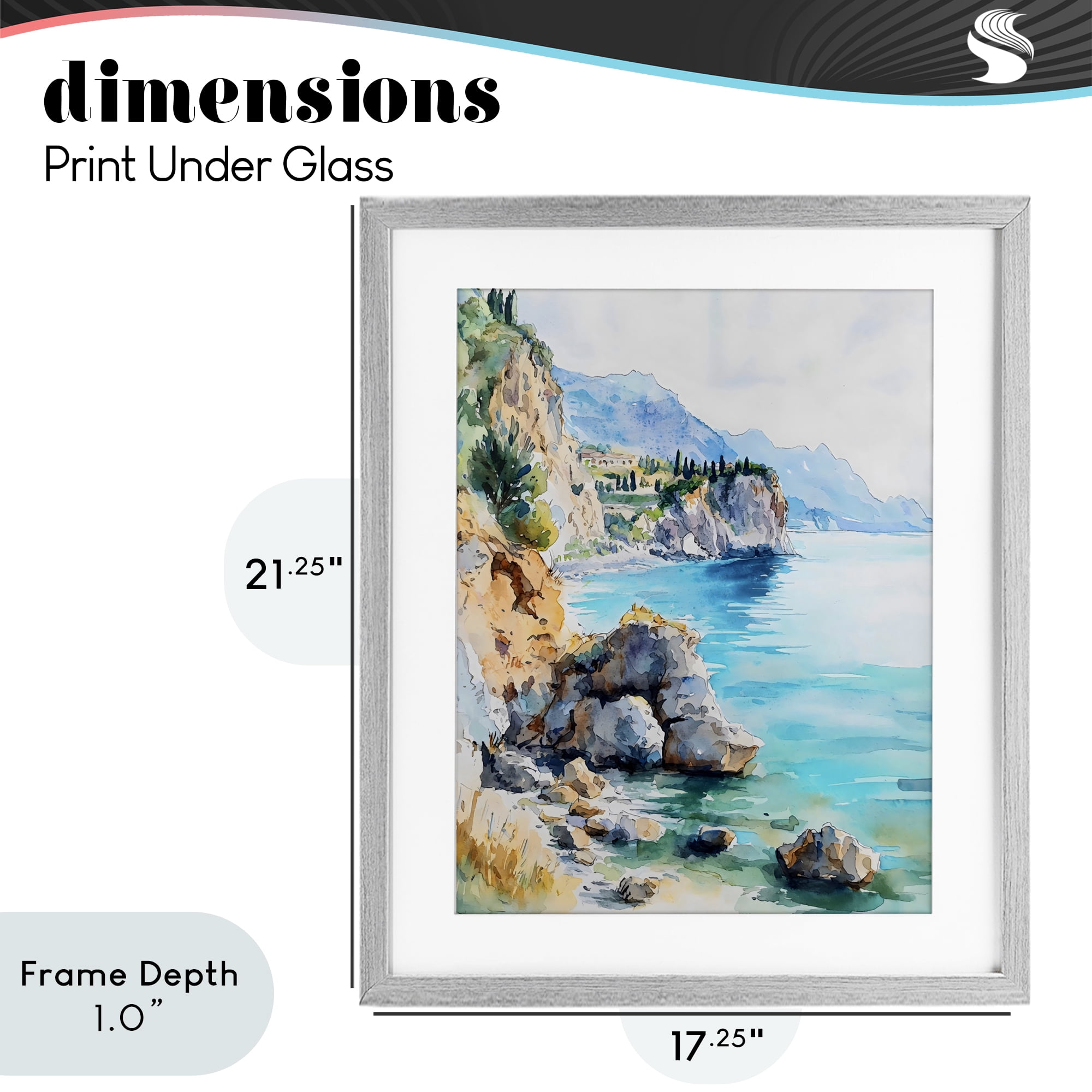 Stupell Industries Azure Italian Coastline Gray Framed Print Under Glass, design by LSR Design Studio