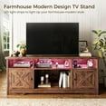 thumbnail image 2 of Casaottima TV Stand for 65 Inch TV, Farmhouse Entertainment Center with Power Outlet & LED Light and Storage Cabinets, Console Table and Media Furniture for Living Room Bedroom, Walnut, 2 of 16