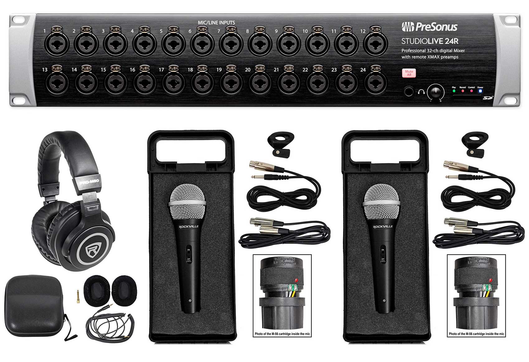 PRESONUS Studiolive 24R 24Ch Digital Rack Mount Mixer+Headphones+2