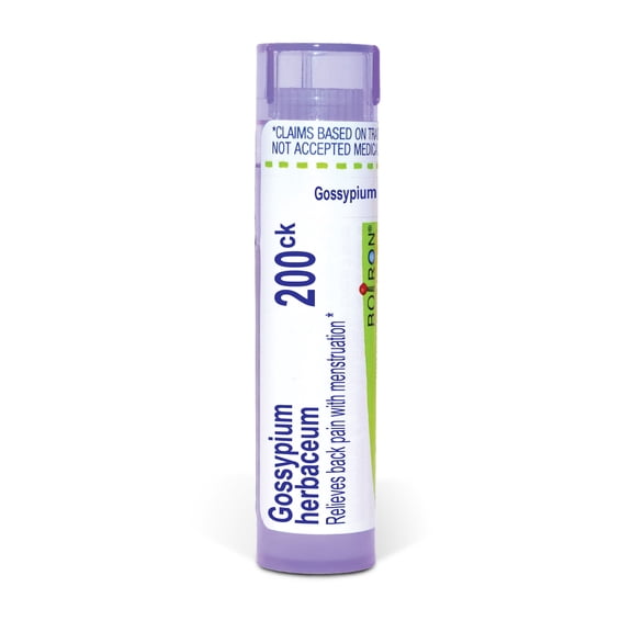 Boiron Gossypium Herbaceum 200CK, Homeopathic Medicine for Back Pain With Menstruation, 80 Pellets