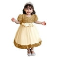 thumbnail image 2 of LNWUY Baby Girls Dress Sequined Flower Girl Dress Toddler Princess Tulle Pageant Ball Gowns for Wedding and Party Gold 100, 2 of 8