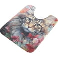 thumbnail image 3 of Dreamtimes Bathroom Rug Toiletry Mat Set Painting Longhair Cat Print, Soft Absorbent Bath Rug and U-Shaped Contour Toilet Rug, Non-Slip Bath Carpet Bath Mats for Bathroom 24"x16"+24"x20", 3 of 5