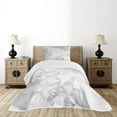 thumbnail image 4 of Ambesonne Marble Print Quilted Bedspread Set 2 Pcs, Granite Nature Spots, Twin Size, Pale Grey Dust, 4 of 5
