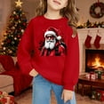 thumbnail image 2 of PMVFHDE Chandail à Capuchon et Chandails en Molleton pour Filles Imprimé Manches Longues Col Rond avec Poche Chandail Confortable Doux Décontracté pour Enfants Saison des Fêtes Rouge, 5-6 Ans, 2 of 4