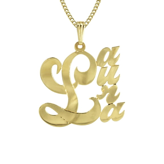 14K Gold  Big Letter Name Plate Necklace | Style #66