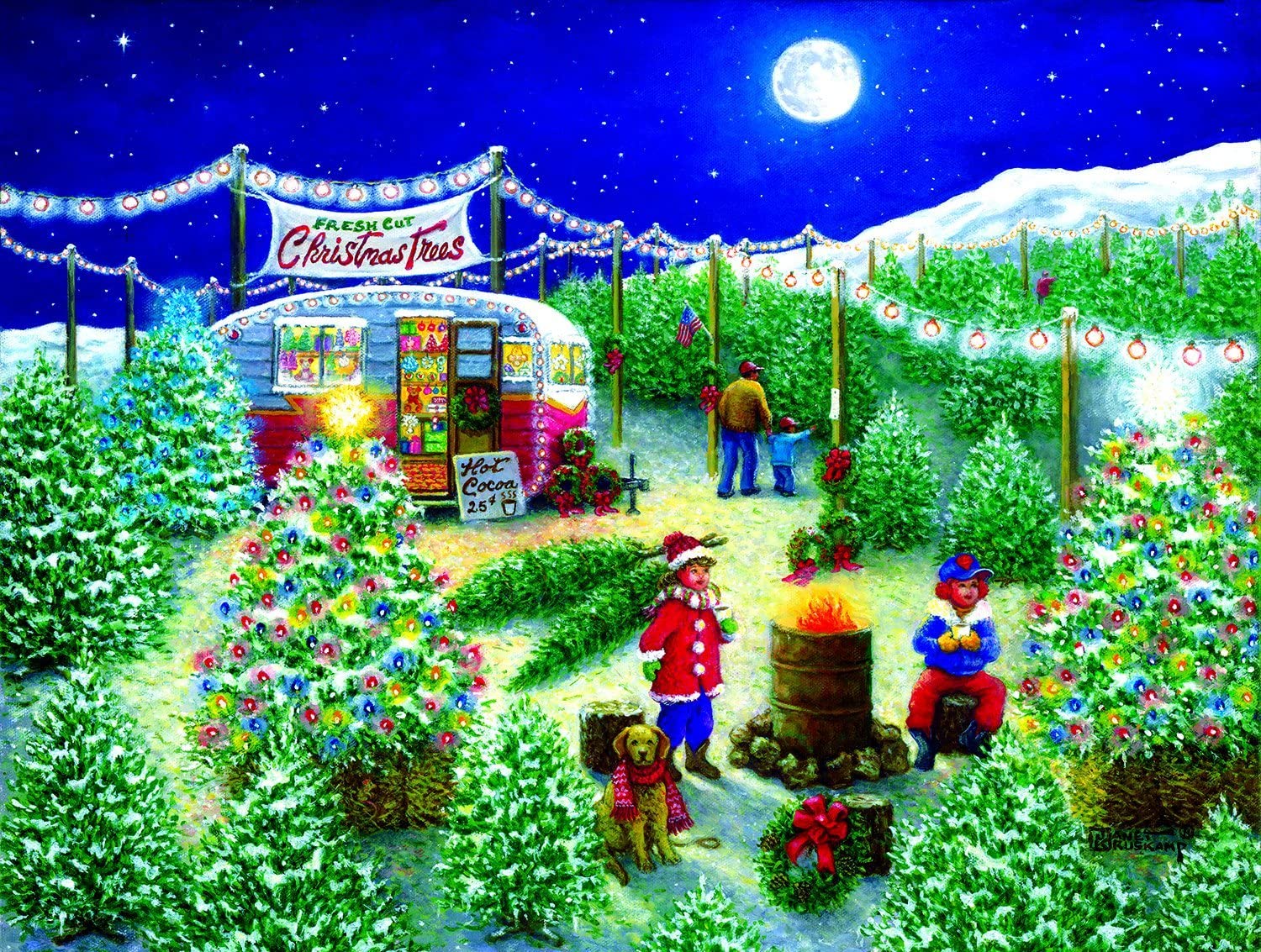 A Lot of Christmas Trees 300 pc Jigsaw Puzzle by SunsOut Christmas Puzzle