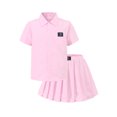 thumbnail image 4 of PureChapter Girls Summer Outfits Striped Short Sleeve Button Down Shirt & Pleated Skirt 2 Piece Preppy Clothes for Back to School, 4 of 8