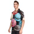 thumbnail image 2 of Macarons Men's Hawaiian Wrinkle Free Button Down Short Sleeve Shirt Casual Shirts Beach Shirts, 2 of 8