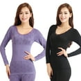 thumbnail image 3 of Women Winter Thermal Underwear High Elasticity O-Neck Top Long Johns Pajama Set, 3 of 7