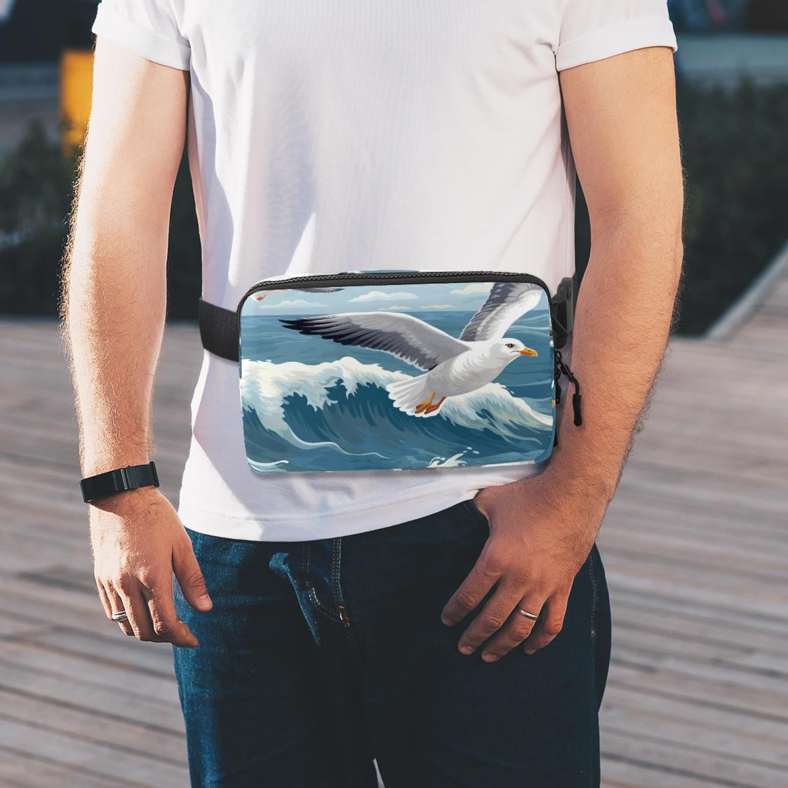 Seagull Lightweight Adjustable Waist Pack Fanny Pack Crossbody Bag with Extension Strap Unisex