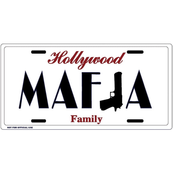 Novelty White Gun License plate