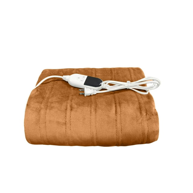 NAOJIE Electric Heated Blanket,Soft Flannel Fast Heating Bed Blanket with Multi-Color Option,10 Heating Levels & 1-8H Auto Off,Over-Heat Protection,Ideal Winter Christmas Gifts(Brown,L)