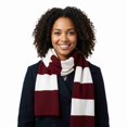 thumbnail image 4 of COUVER Unisex Knit Winter Rugby Striped Scarf Maroon and White 1 Pack, 4 of 7