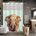 thumbnail image 5 of No Hook Shower Curtains with Detachable Snap-in Liner Set, Green Elephants Waterproof Hotel Style Bathroom Shower Curtain, Funny Animals Modern Art Breathable Mesh Top Window Bath Curtains 72''x84'', 5 of 9