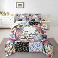 thumbnail image 1 of Erosebridal Cartoon Hummingbird Bedding Sets Queen with Comforter, Flower Floral Patchwork Duvet Insert, REversible 3 Pieces, Microfiber, 1 of 7