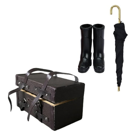 1/12 Dollhouse Miniature Umbrella Rain Shoes Luggage Box Pretend Play