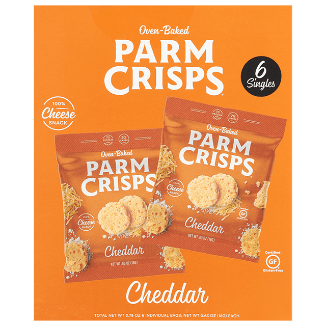 ParmCrisps Cheddar Real Cheese Oven-Baked Parm Crisp Snack, 0.63 oz (6 Pack)