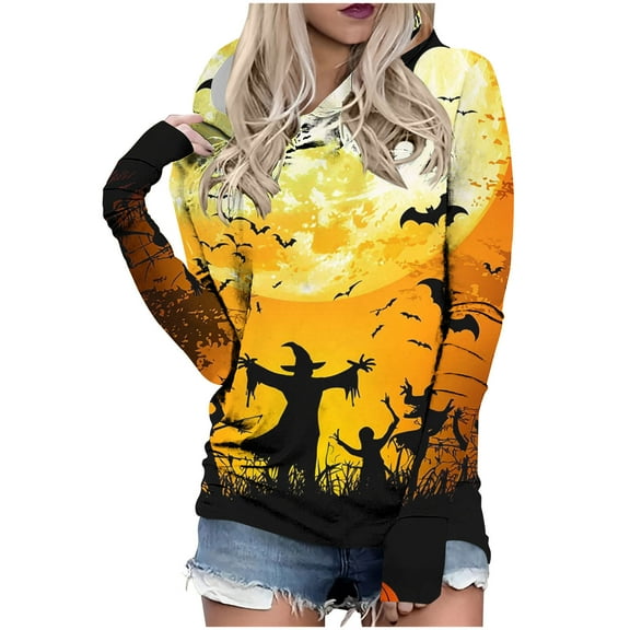 Drses‌‌ ‌‌‌‌‌‌‌Women's Halloween Pumpkin Hoodie - Long Sleeve Loose Pullover Sweatshirt for Fall