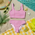 thumbnail image 6 of CCRFTGI Swimsuits for Child Girls Size 6-7 Two Piece Sets Swimming Bathing Suits Beach Holiday Plaid Bikinis Summer Cute Girls Fashion Swim Suit Kids Bikini Hot Pink 2-3 Years, 6 of 9