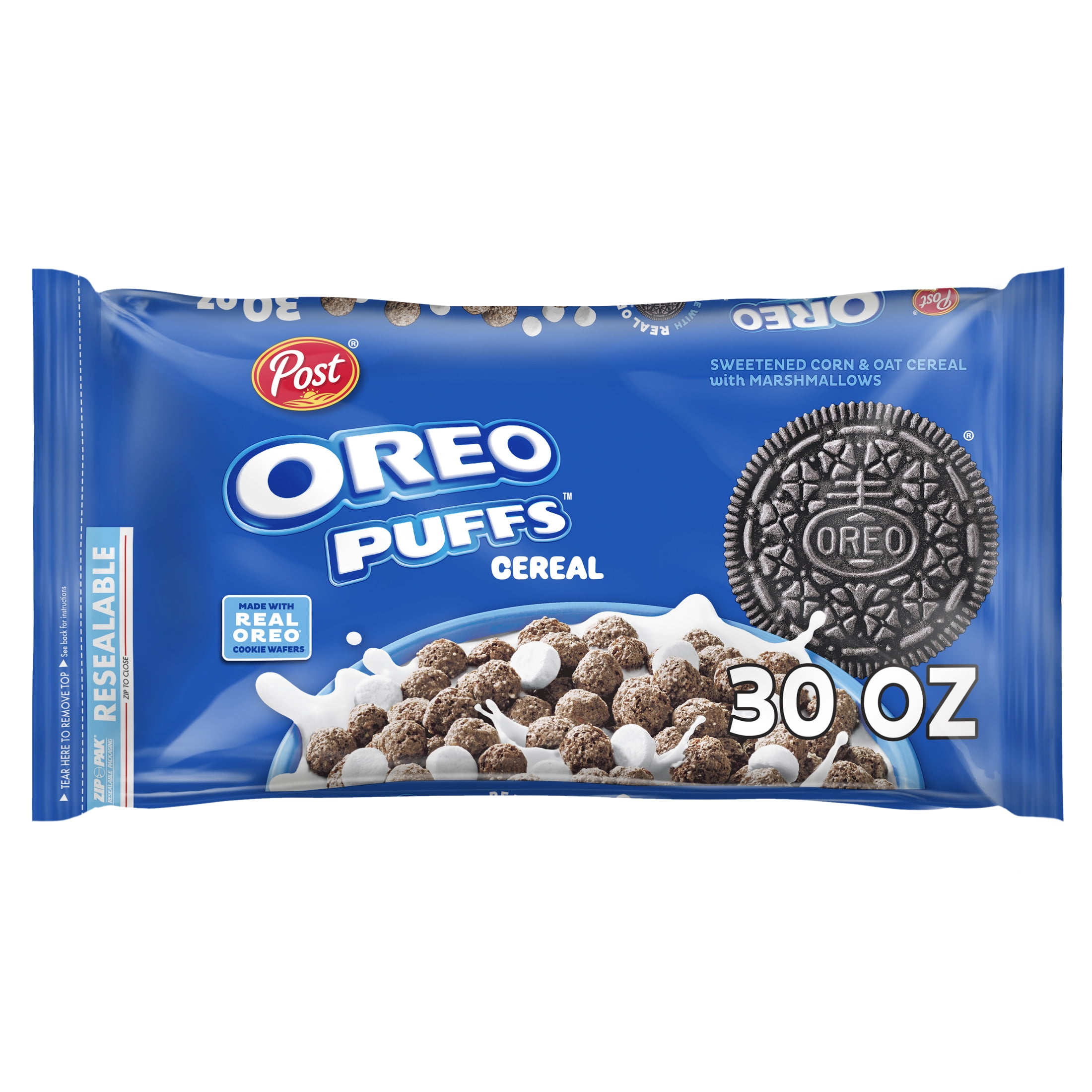 (6 pack) Post OREO PUFFS® Chocolate & Marshmallow Breakfast Cereal, 30 oz Bag