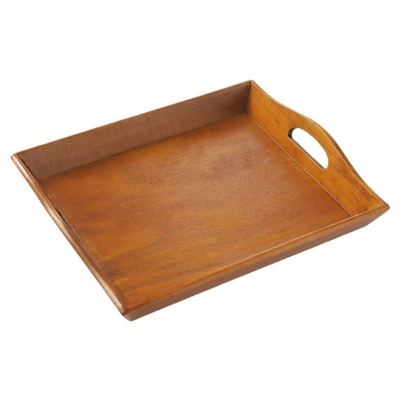 Ottoman Tray, 12'' x 10'' x 1'' Wooden Serving Tray with Handles for Ottoman Tray, Food, Breakfast, Eating, Drinks, BBQ,