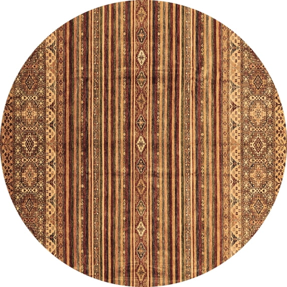 Ahgly Company Indoor Round Abstract Brown Modern Area Rugs, 8' Round