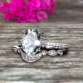 thumbnail image 2 of 1.5 Carat Oval Cut Aquamarine Engagement Ring Set With Matching Band 10k White Gold Art Deco Curved Stacking Gift Ring, 2 of 5