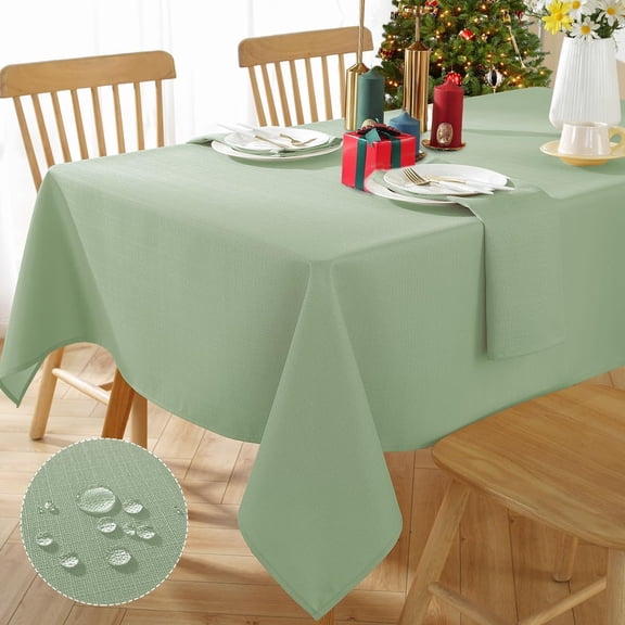Textured Square Tablecloth Spill Proof Wrinkle Free Polyester Fabric Table Cloth, Faux Linen Small Card Table Cover for Dining/Party/Picnic/Indoor/Outdoor (52 x 52 Inch Square, Sage Green)