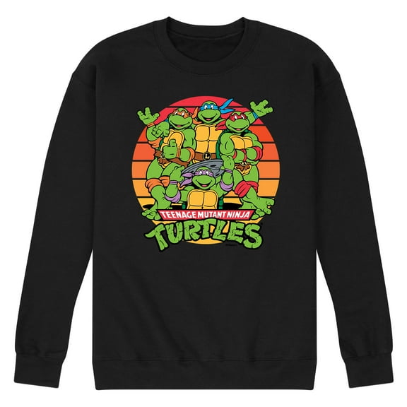 Teenage Mutant Ninja Turtles - Retro Sunset Circle - Men's Long Sleeve Crew Neck Fleece