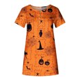thumbnail image 4 of Blusa informal con estampado de botones y cuello en V de manga corta a la moda para mujer Pompotops qwe23227, 4 of 5