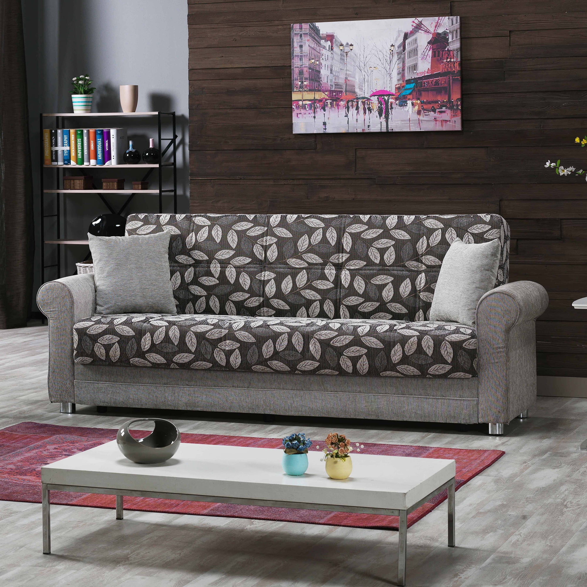 Ottomanson Convertible Sleeper Sofa Bed with Hidden Storage, Firm Comfort Couch, Beige