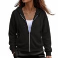 thumbnail image 3 of UDAUDU Long Sleeve Jackets for Women 2026 Fall Fashion Zip Up Y2K Hoodies Full Zipper Lightweight Sweatshirts Black 2XL, 3 of 4