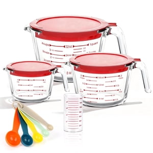 TAIMASI 9-Piece Glass Measuring Cups and Spoons Set
