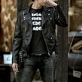 thumbnail image 6 of Men Leather Jacket Slim Fit Motorcycle Jacket Zipper Casual Coat Spring Autumn Winter, 6 of 7