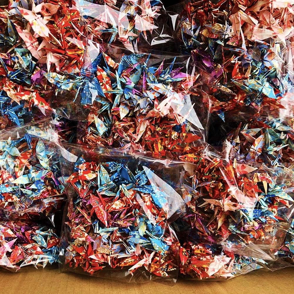 100PCS Tiny Premade Origami Washi Paper Cranes Folded Origami Cranes Handmade Christmas Gifts Yuzen Chiyogami Wishing Cranes Origami Wedding Confettis Baby Shower Party Favors