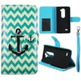 thumbnail image 1 of Aqua Chevron Anchor  Wallet Folio Case for LG Leon C40 Power Fashion Flip PU Leather Cover Card ID Card Slots & Stand, 1 of 1