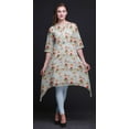 thumbnail image 3 of Bimba Kurti Asymétrique Bleu à Imprimé Floral Tomate et Pivoine pour Femmes Robe d'Été Indienne Tunique XX-Grand, 3 of 6