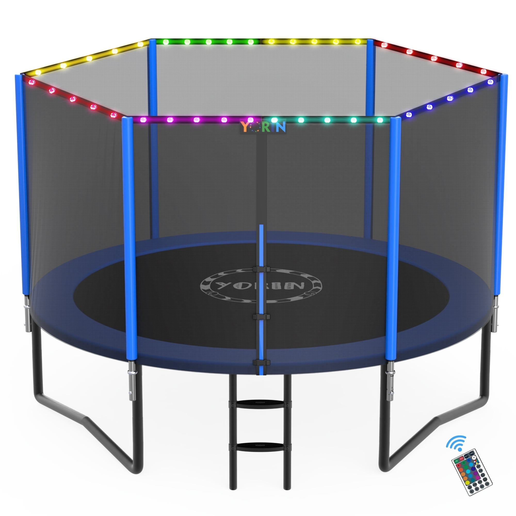 YA’ABURNEE / INORI2025 YORIN 8FT Outdoor Trampoline with Enclosure Net, Sprinkler and LED