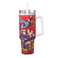 thumbnail image 1 of Yiaed Tasse à Café de Voyage en Acier Inoxydable à Double Paroi avec Imprimé Mario 40oz, Contenant Isotherme Isolé sous Vide avec Poignée, Aventure Réutilisable, 1 of 8