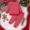 thumbnail image 4 of NIEWTR Kids Christmas Pajamas Toddler Girl Santa Feather Trim Button Tops Pants Girls Bow Sleepwear Silk Satin Pjs Set Christmas Sets (2-3 Years,Red), 4 of 6