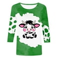 thumbnail image 3 of Oplxuo Cute Cow Printed 3/4 Sleeve T-Shirts for Women Crewneck Dressy Blouse Loose Pullover Casual Tunic Tee Tops, 3 of 3