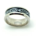 thumbnail image 2 of Jesus Fish Black Wedding Band for Men or Women 8mm Stainless Steel Ring by Ginger Lyne Collection, 2 of 5