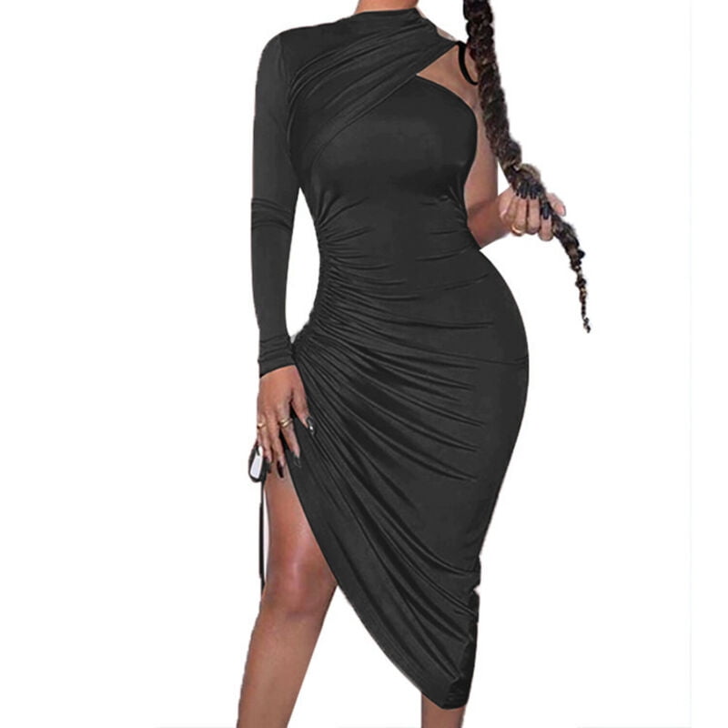 Shoulder Strap Shirring Maxi Dress Sexy 